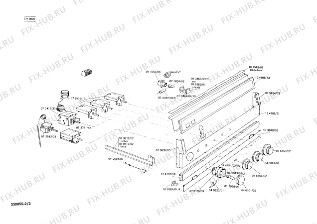 Схема №2 CH9090 с изображением Планка для духового шкафа Bosch 00195896