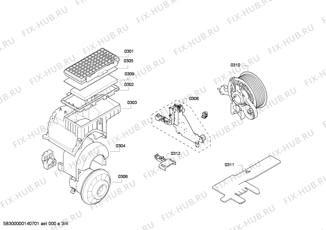 Взрыв-схема пылесоса Siemens VSZ62512 Siemens Z6.0 2500W - Схема узла 03