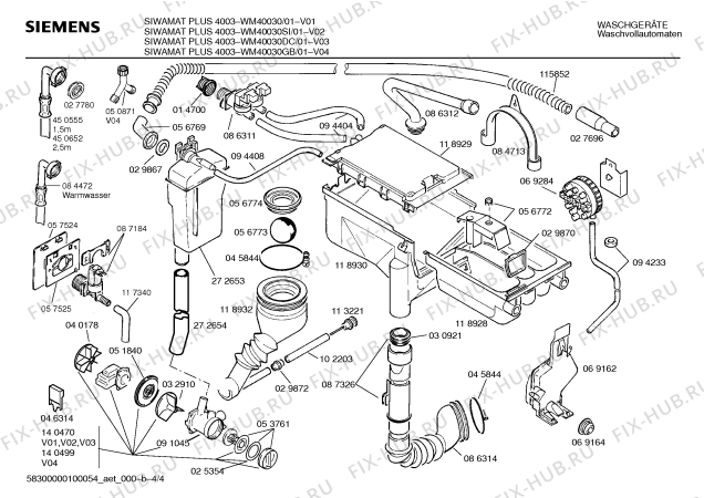 Схема №4 WM40030 SIWAMAT PLUS 4003 с изображением Панель для стиральной машины Siemens 00285515