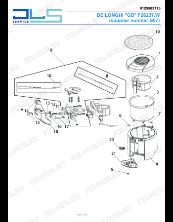 Схема №1 F 26235 с изображением Контейнер для тостера (фритюрницы) DELONGHI 7312510141