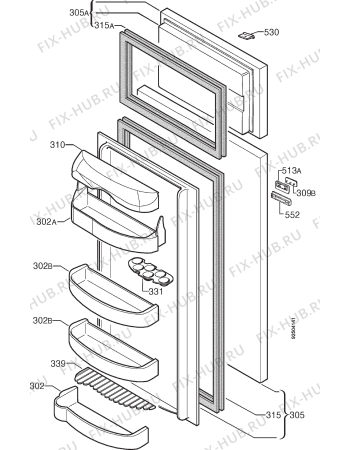 Взрыв-схема холодильника Corbero FD5140I - Схема узла Door 003
