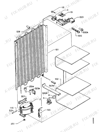 Взрыв-схема холодильника Electrolux EU1630C - Схема узла Functional parts