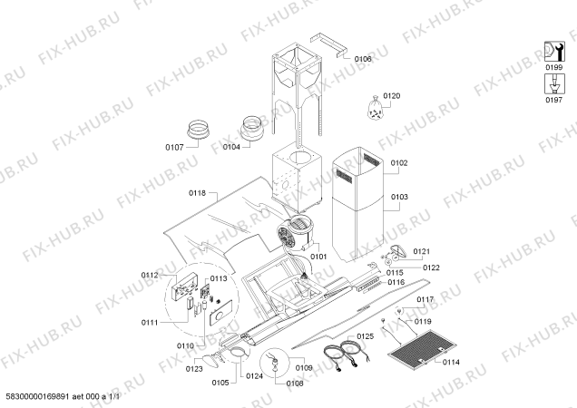 Схема №1 DIK106750 с изображением Мотор для вытяжки Bosch 00744831