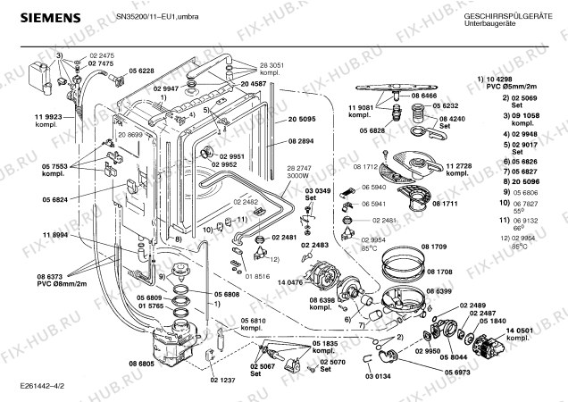 Взрыв-схема посудомоечной машины Siemens SN35200 - Схема узла 02