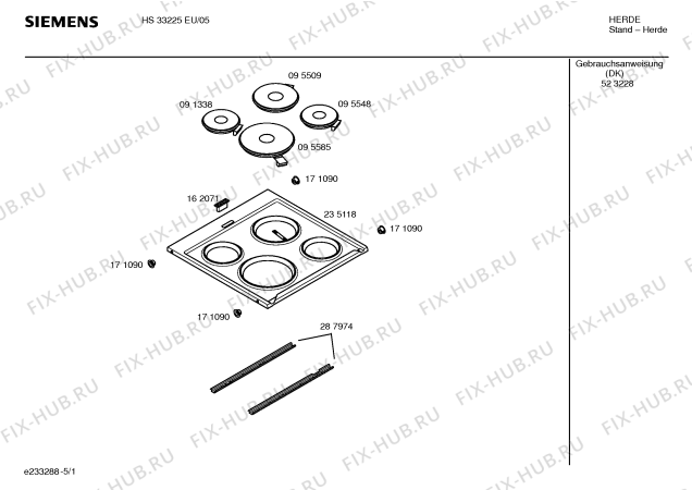 Схема №4 HS33225EU с изображением Инструкция по эксплуатации для плиты (духовки) Siemens 00523228