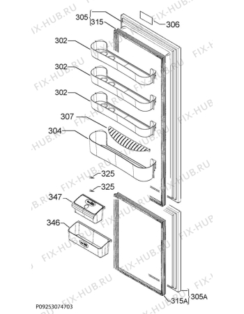 Взрыв-схема холодильника Zanussi ZRB38224WV - Схема узла Door