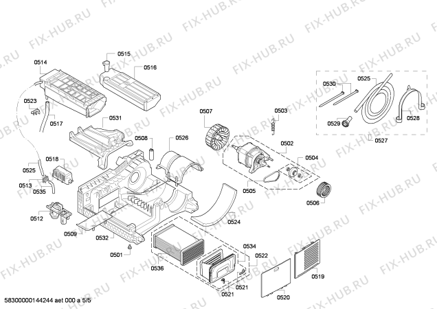 Взрыв-схема сушильной машины Bosch WTE86383 - Схема узла 05