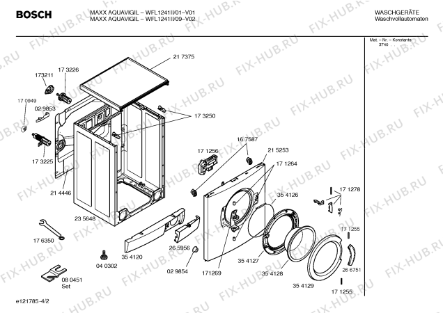 Схема №4 WFL1241II MAXX AQUAVIGIL с изображением Таблица программ для стиралки Bosch 00526735