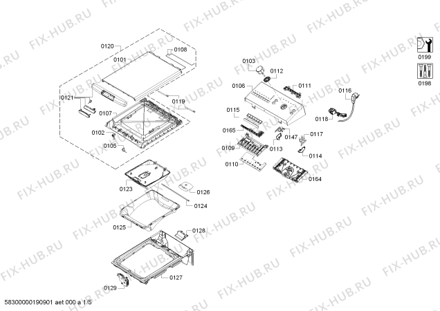 Схема №5 WOR20156 с изображением Панель управления для стиралки Bosch 11012012