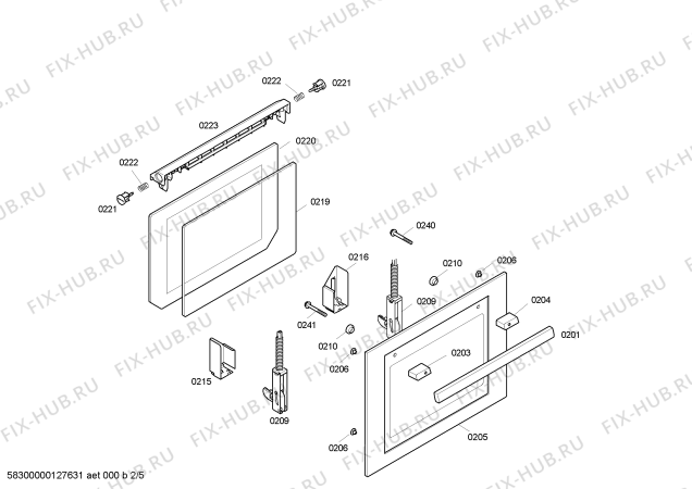 Схема №5 P1HEB59050 с изображением Крышка для духового шкафа Bosch 00496039