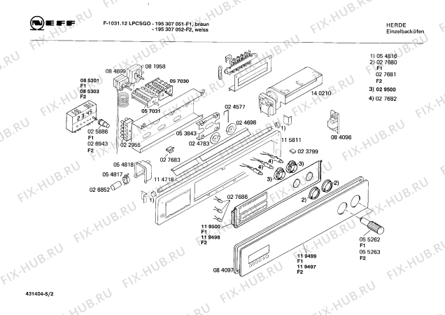Схема №5 195307423 F-1031.12LPCSGO с изображением Панель управления для плиты (духовки) Bosch 00119497