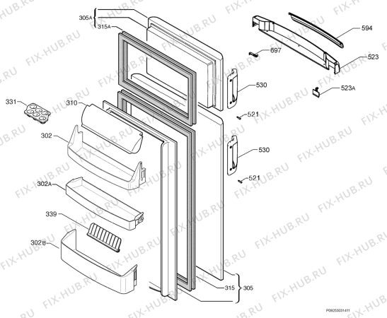 Взрыв-схема холодильника Rex Electrolux RRD34356Y - Схема узла Door 003