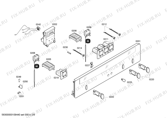 Схема №8 U1722N0GB с изображением Панель управления для плиты (духовки) Bosch 00443995