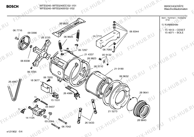 Схема №5 WFB4040EE с изображением Инструкция по эксплуатации для стиральной машины Bosch 00526990