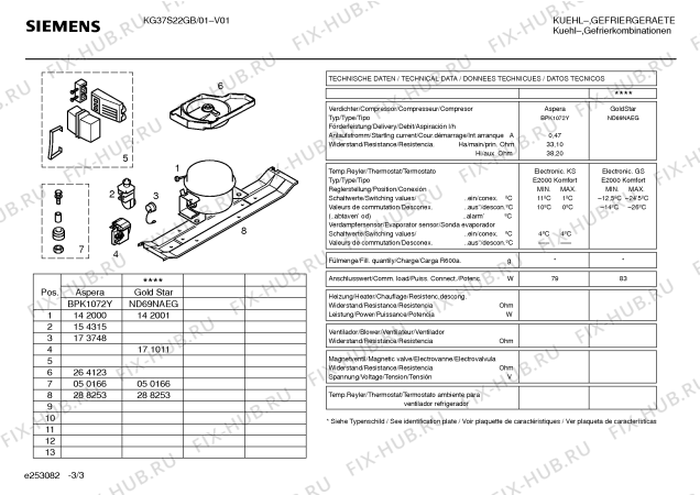 Взрыв-схема холодильника Siemens KG37S22GB - Схема узла 03