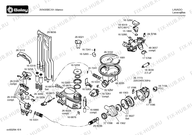 Взрыв-схема посудомоечной машины Balay 3VI435BC VI435 - Схема узла 04