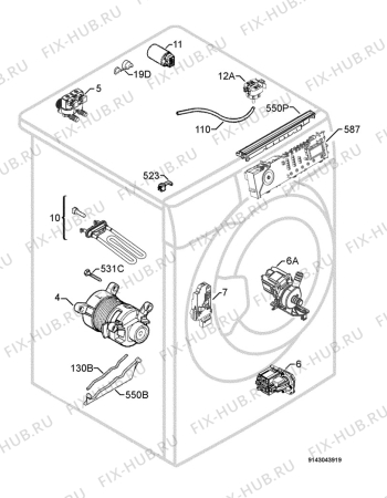 Взрыв-схема стиральной машины Rex Electrolux RWN12580W - Схема узла Electrical equipment 268