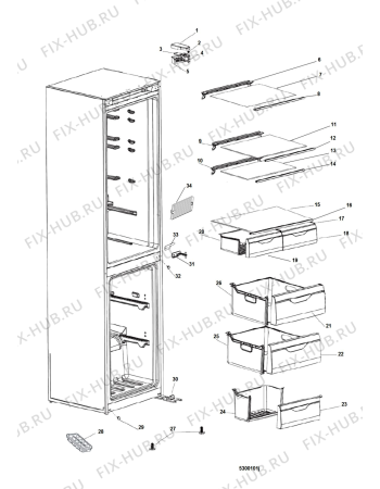 Схема №4 ITF016S (F156422) с изображением Уплотнитель (прокладка) для холодильника Indesit C00533757