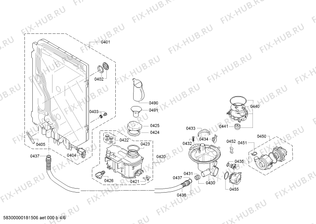 Схема №4 S42N53N4EU с изображением Силовой модуль запрограммированный для посудомойки Bosch 12016432