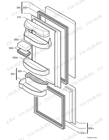 Взрыв-схема холодильника Privileg 601875_40139 - Схема узла Door 003