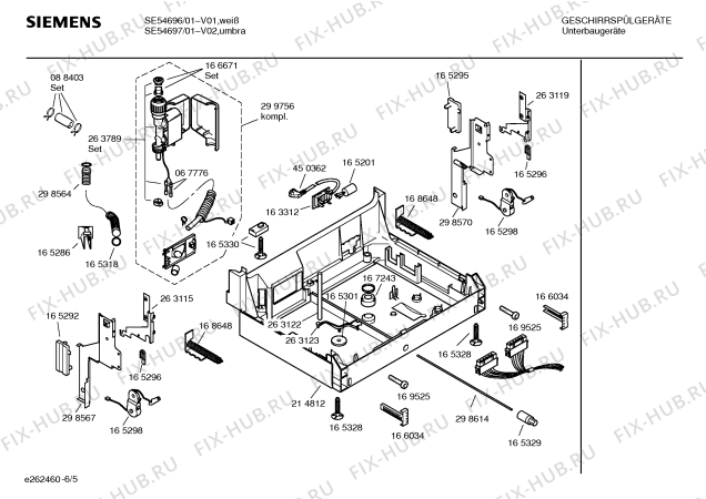 Взрыв-схема посудомоечной машины Siemens SE54697 Extraklasse - Схема узла 05