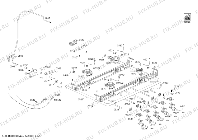 Взрыв-схема плиты (духовки) Bosch HSG14I20SH COCINA A GAS PRO425 IX BOSCH - Схема узла 05