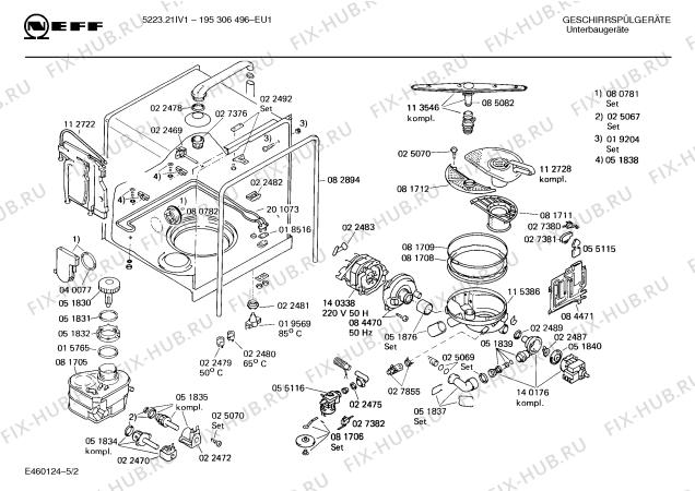 Взрыв-схема посудомоечной машины Neff 195306496 5223.21IV1 - Схема узла 02