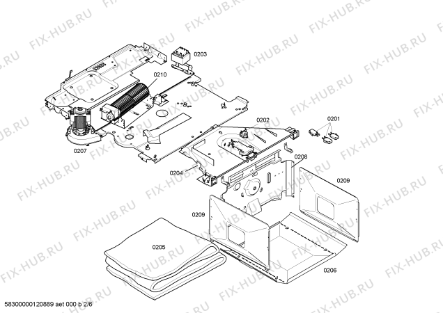 Взрыв-схема плиты (духовки) Bosch HBN770650 - Схема узла 02