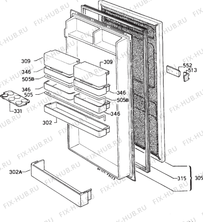 Взрыв-схема холодильника Zanussi ZR255CTF - Схема узла Door 003