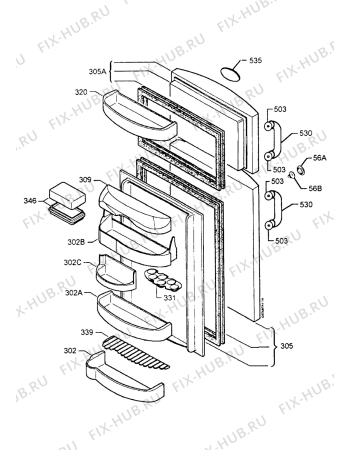 Взрыв-схема холодильника Zanussi ZF4BLU - Схема узла Refrigerator door