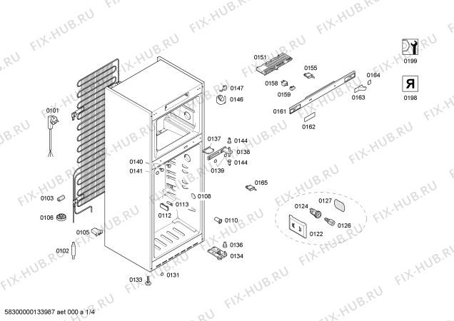 Схема №4 KDN30A03 с изображением Дверь морозильной камеры для холодильной камеры Bosch 00681445