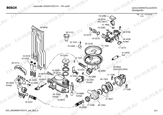 Схема №6 DTS4401 с изображением Кабель для посудомоечной машины Bosch 00495353