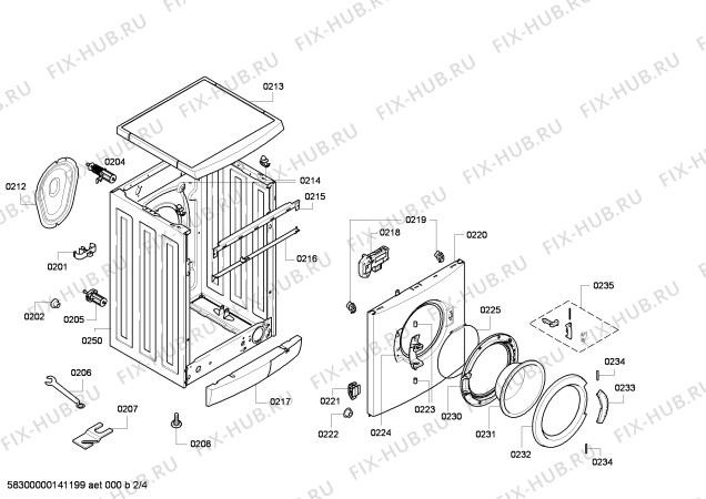 Взрыв-схема стиральной машины Bosch WAE28261SN Maxx 6 VarioPerfect - Схема узла 02