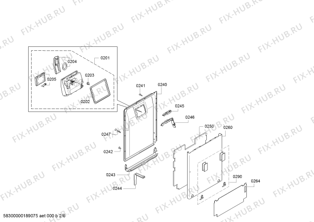 Схема №5 SPI40E05EU с изображением Передняя панель для посудомойки Bosch 00745572