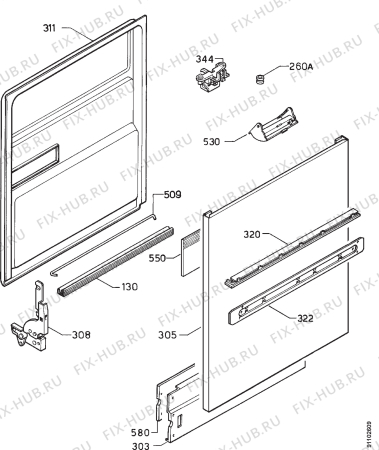 Взрыв-схема посудомоечной машины Juno JSI6960S - Схема узла Door 003