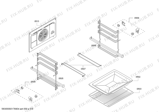 Взрыв-схема плиты (духовки) Beltratto HB08BT24M0 H.BT.PY.L2D.IN.GLASS.ML/.X.E3_COT/ - Схема узла 05