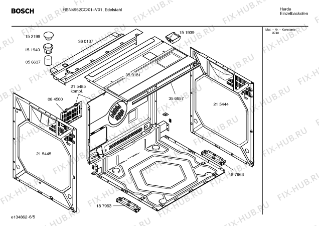 Схема №6 HBN4952CC с изображением Инструкция по эксплуатации для электропечи Bosch 00584989