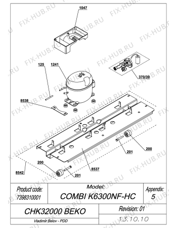 Схема №6 CHK32000 BEKO (7398310001) с изображением Направляющая для холодильной камеры Beko 4556630400