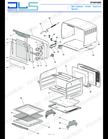 Схема №1 EO21311 с изображением Пружинка для плиты (духовки) DELONGHI 6111810741