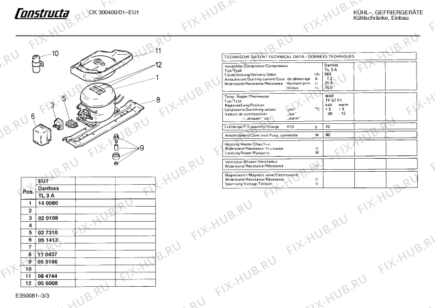 Взрыв-схема холодильника Constructa CK300400 - Схема узла 03