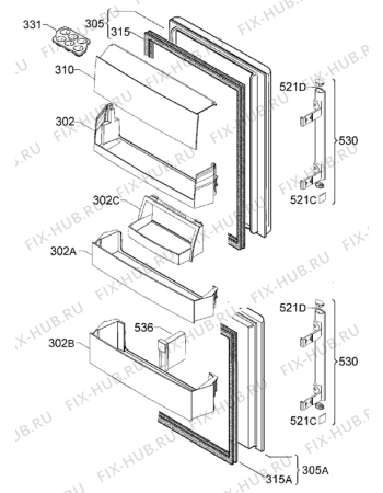 Взрыв-схема холодильника Electrolux EN3449AFX - Схема узла Door 003