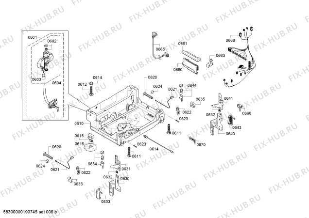 Взрыв-схема посудомоечной машины Bosch SMV69P40EU, Super Silence Plus - Схема узла 06