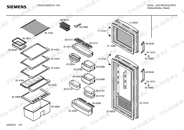 Схема №3 KS32V321IE с изображением Панель для холодильника Siemens 00364897