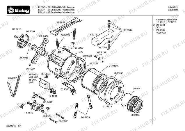 Схема №4 3TE837A TE837 с изображением Панель управления для стиралки Bosch 00356200