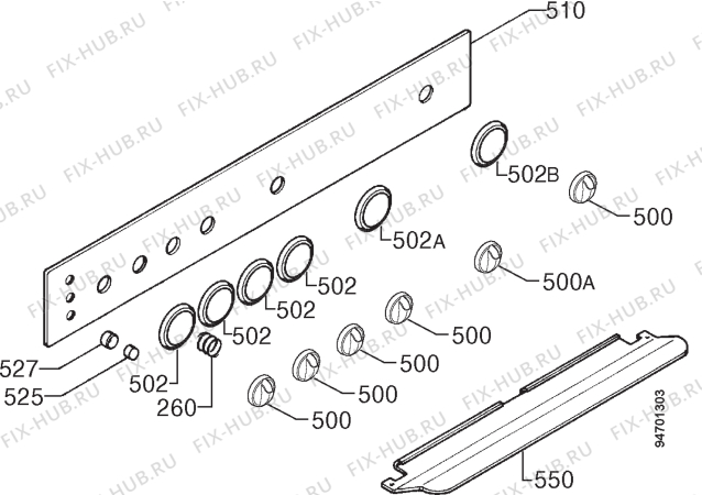 Взрыв-схема плиты (духовки) Electrolux EK9700 - Схема узла Command panel 037