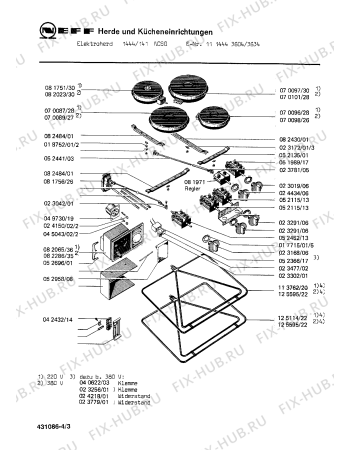 Взрыв-схема плиты (духовки) Neff 1114443634 1444/141NCSG - Схема узла 03