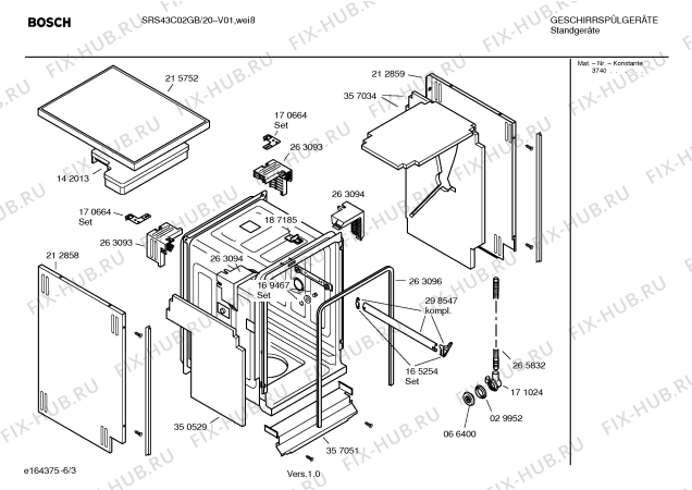 Схема №6 SRS43C02GB Classixx с изображением Краткая инструкция для посудомойки Bosch 00586540
