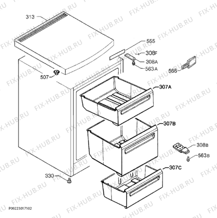 Взрыв-схема холодильника Frigidaire FRF60W - Схема узла Housing 001