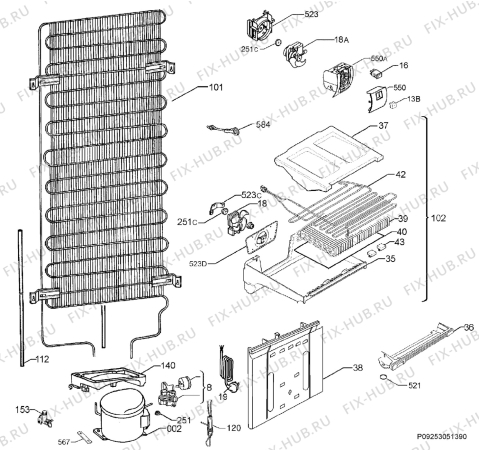 Взрыв-схема холодильника Zanussi ZRB934NW2S - Схема узла Cooling system 017