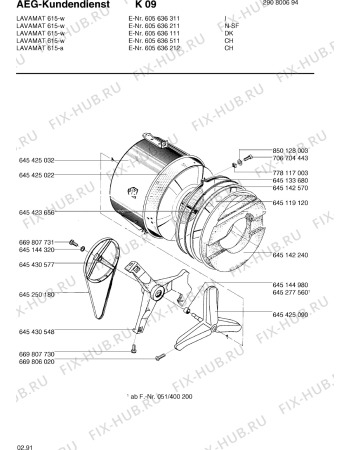 Взрыв-схема стиральной машины Aeg LAV615W - Схема узла Tub